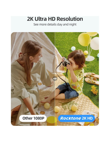 Cámaras de Seguridad Inalámbricas Rocktone 2K Paquete de 2 Cámaras de Seguridad Inalámbricas Rocktone 2K Paquete de 2