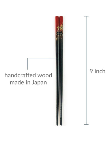 Palillos de Viaje JapanBargain de Bambú con Estuche Rojo-Yuzen