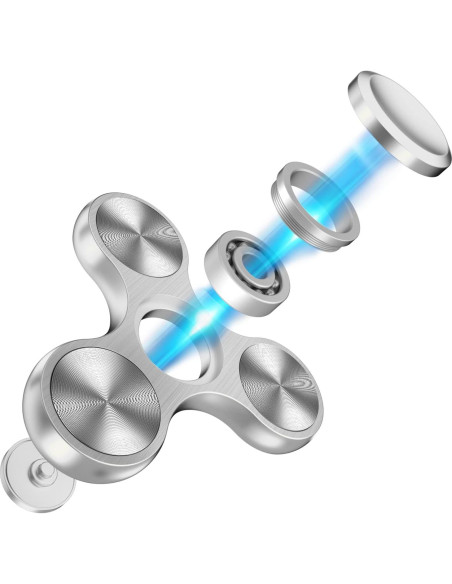 ATESSON Fidget Spinner Metálico Plata 7.29x6.99cm Alta Velocidad ATESSON Fidget Spinner Metálico Plata 7.29x6.99cm Alta Velocidad