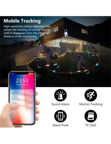 Cámaras de Seguridad Domo KOWVOWZ 1080P WiFi 360 IP66 (2PCS)