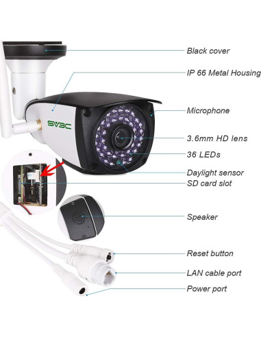 Cámaras de Seguridad WiFi SV3C 1080P Exterior 2 Unidades