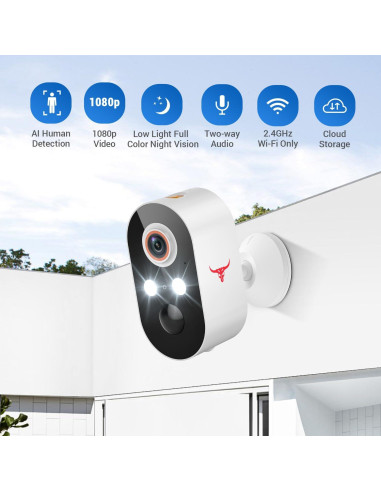 Cámara de Seguridad Inalámbrica 1080P BoilNano con Visión Nocturna