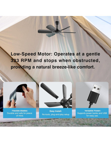 Ventilador Colgante USB Portátil Bestmoument 0.42 kg 6 Aspas