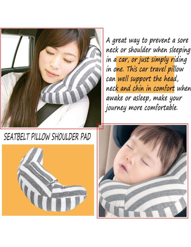 Cojín de Viaje para Coche WenMei Soporte Cuello Niños Gris