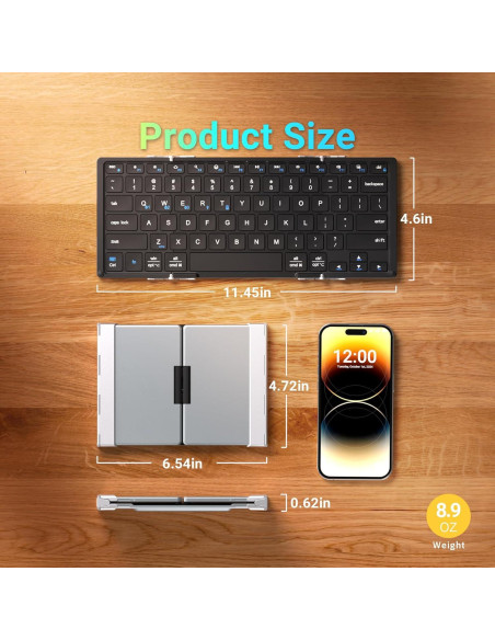 Teclado Bluetooth Plegable iClever BK05S Recargable USB-C Teclado Bluetooth Plegable iClever BK05S Recargable USB-C