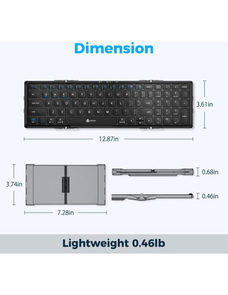 Teclado Plegable Bluetooth iClever BK09 con Numérico Teclado Plegable Bluetooth iClever BK09 con Numérico