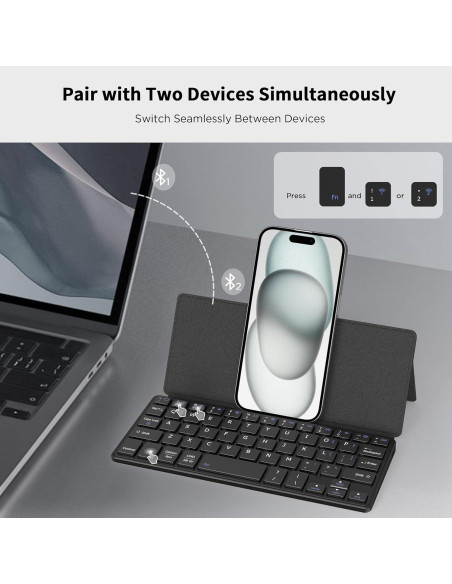 Teclado Inalámbrico Plegable CACOE Mini QWERTY Negro Teclado Inalámbrico Plegable CACOE Mini QWERTY Negro