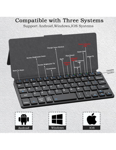 Teclado Inalámbrico Mini Bluetooth Luntak Negro Plegable
