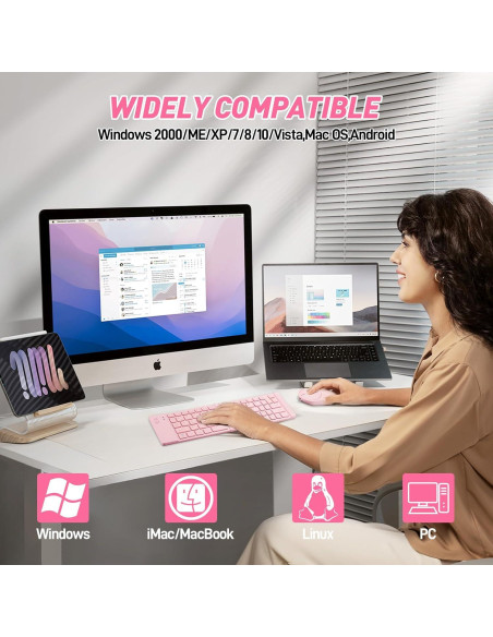 Combo Teclado y Ratón Bluetooth Plegable Guiheng Rosa Combo Teclado y Ratón Bluetooth Plegable Guiheng Rosa
