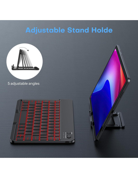 Teclado Bluetooth OMOTON para Tableta y PC, Retroiluminado 7 Colores Teclado Bluetooth OMOTON para Tableta y PC, Retroiluminado 7 Colores