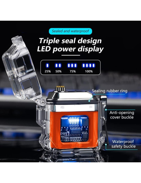 Encendedor Eléctrico GADATOP Doble Arco Recargable Naranja Encendedor Eléctrico GADATOP Doble Arco Recargable Naranja