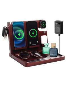 Organizador de Mesita de Noche con Carga Inalámbrica Doble