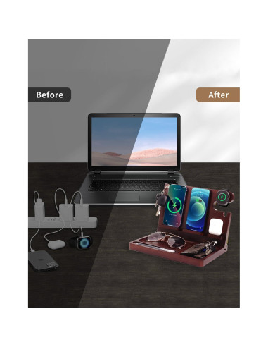 Organizador de Mesita de Noche con Carga Inalámbrica Doble