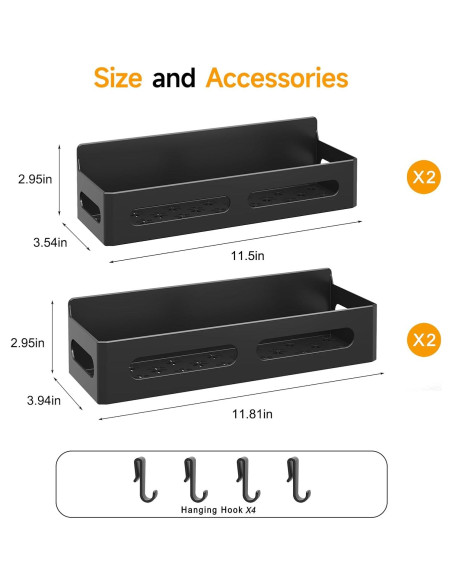 Estantes magnéticos para especias Sevenblue, 4 piezas, negro Estantes magnéticos para especias Sevenblue, 4 piezas, negro