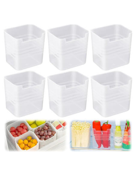 Set 6 Organizadores de Nevera JJYHEHOT 10,4x8,6 cm Transparente Set 6 Organizadores de Nevera JJYHEHOT 10,4x8,6 cm Transparente