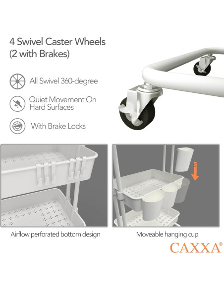 Carrito Organizador Rodante CAXXA 3 Niveles Blanco Carrito Organizador Rodante CAXXA 3 Niveles Blanco