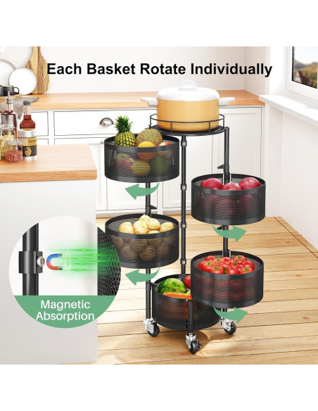 Cesta de Frutas y Verduras SAYZH 5 Niveles Negro Cesta de Frutas y Verduras SAYZH 5 Niveles Negro