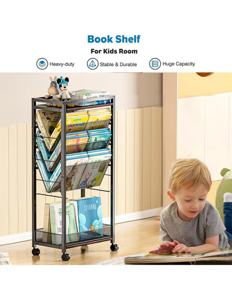 Carro de archivo rodante LIDTOP 8 niveles negro 4.94 kg