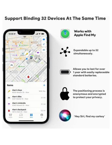 Rastreador Bluetooth Midlocater Air Tag para iOS IP67