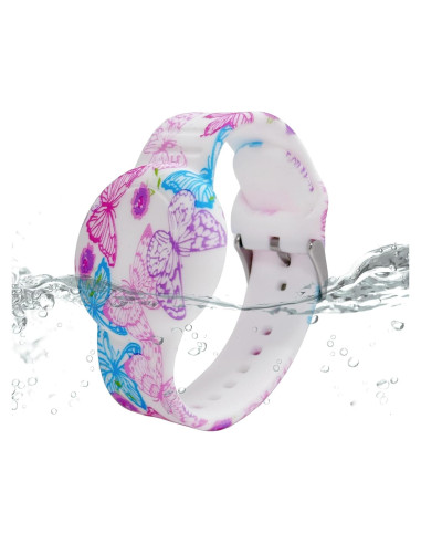 Pulsera Impermeable Wtyssn para AirTag Niños Rosa Mariposa
