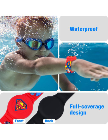 Pulsera Impermeable ZHOC para AirTag Niños 2 Piezas Rojo/Negro