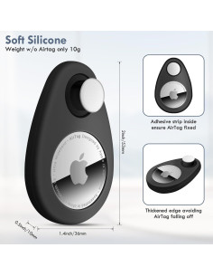 Soporte oculto para AirTag Lulaven - 2 Pack Silicona Negro/Blanco 2