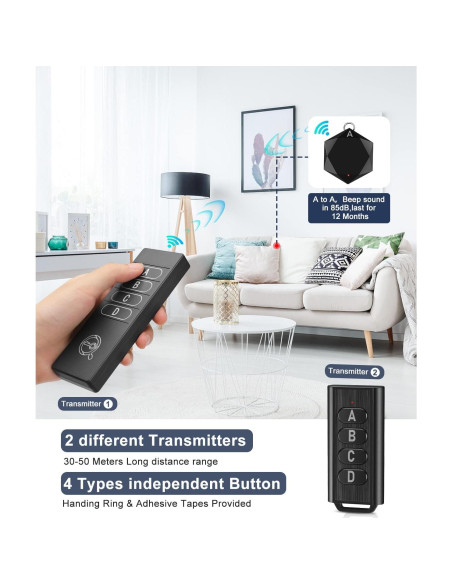 Localizador de Llaves Inalámbrico ELECPOW TF04C 85DB con 4 Etiquetas Localizador de Llaves Inalámbrico ELECPOW TF04C 85DB con 4 Etiquetas