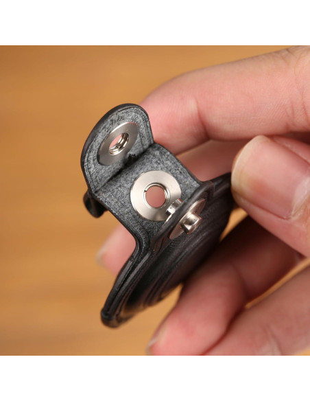 Soporte de cuero para AirTag LQU - Negro, cierre doble bloqueo Soporte de cuero para AirTag LQU - Negro, cierre doble bloqueo