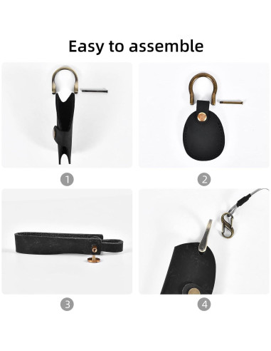 Llavero de Cuero Genuino Marrón con Soporte para AirTag