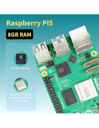 Kit Raspberry Pi 5 iRasptek 8GB RAM 128GB OS Aluminio
