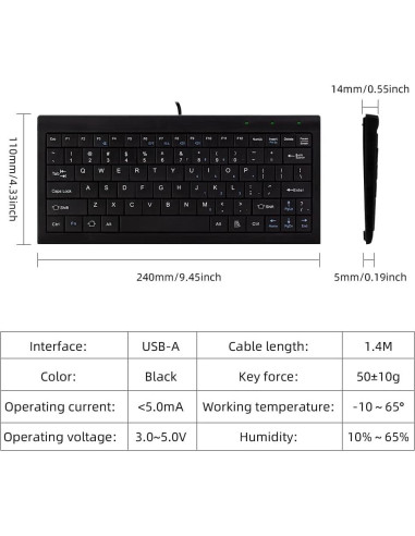 Teclado Mini CUQI USB 82 Teclas Compacto para PC y Android
