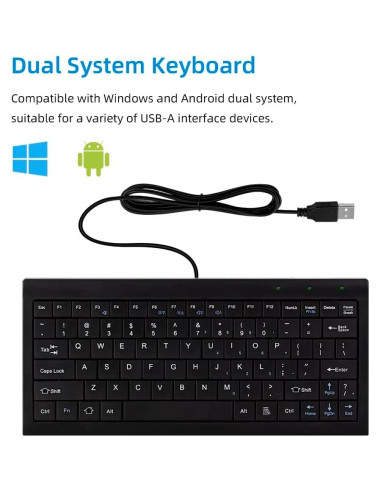 Teclado Mini CUQI USB 82 Teclas Compacto para PC y Android