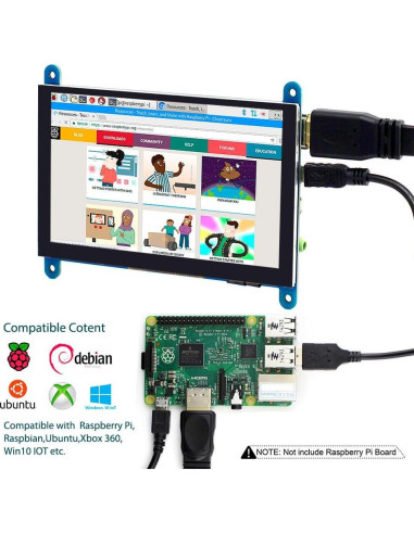 Monitor Táctil 5" Elecrow LCD 800x480 para Raspberry Pi
