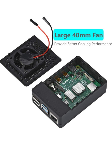 Caja ABS para Raspberry Pi 4 iUniker con ventilador y disipador Caja ABS para Raspberry Pi 4 iUniker con ventilador y disipador