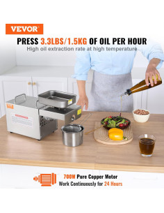 VEVOR Máquina de Prensa de Aceite 700W Acero Inoxidable 2