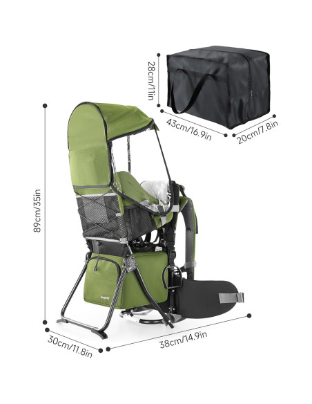 Mochila Portabebés Besrey Verde Militar para Senderismo con Asiento Mochila Portabebés Besrey Verde Militar para Senderismo con Asiento