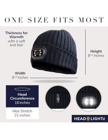 Gorro LED Headlightz Roq Innovation Unisex Recargable