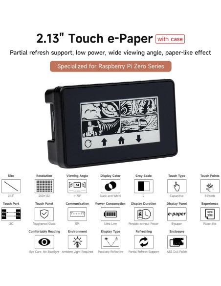Pantalla Táctil E-Paper 2.13" Waveshare para Raspberry Pi Pantalla Táctil E-Paper 2.13" Waveshare para Raspberry Pi