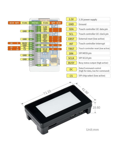 Pantalla Táctil E-Paper 2.13" Waveshare para Raspberry Pi