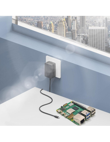 Fuente de Alimentación USB C 27W para Raspberry Pi 5 4GB/8GB