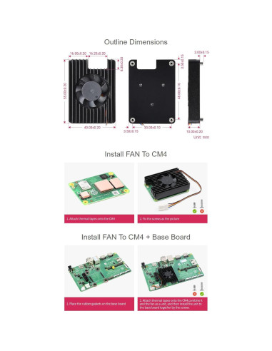 Ventilador de Refrigeración Waveshare FAN-3007-B para Raspberry Pi CM4