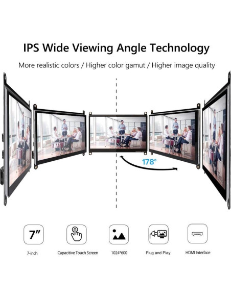 Monitor Táctil 7" CUQI JRP7002 HDMI 1024x600 Portátil Monitor Táctil 7" CUQI JRP7002 HDMI 1024x600 Portátil