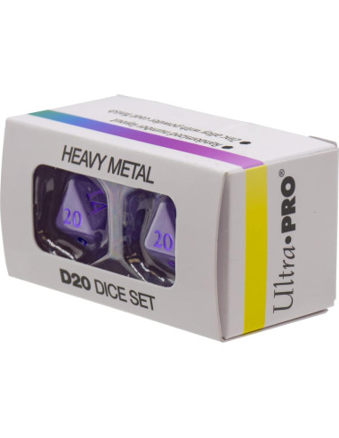 Dados D20 Metal Pesado Ultra PRO Vivid Púrpura 2 Piezas
