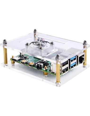 Caja Acrílica GeeekPi para Raspberry Pi 4B y 3B+ con Ventilador