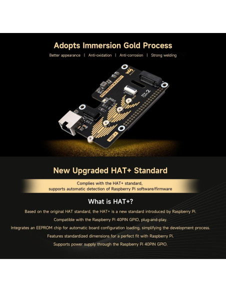 Adaptador PCIe a ETH y M.2 Waveshare para Raspberry Pi 5 Adaptador PCIe a ETH y M.2 Waveshare para Raspberry Pi 5