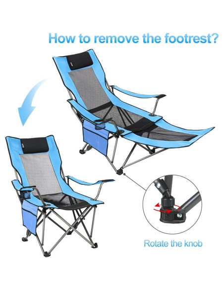 Sillón Plegable Camping Suntime Azul Reclinable con Reposapiés Sillón Plegable Camping Suntime Azul Reclinable con Reposapiés