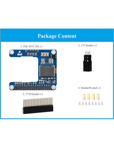 PoE HAT UeeKKoo Compatible con Raspberry Pi 5, 5V 5A
