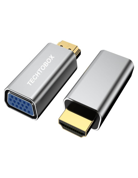Adaptador HDMI a VGA TechTobox 1080p Chapado en Oro Adaptador HDMI a VGA TechTobox 1080p Chapado en Oro