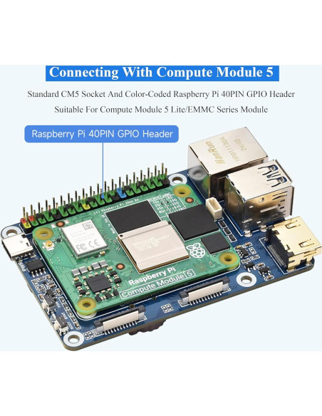 Mini Placa Base UeeKKoo CM5-IO-BASE-B para Raspberry Pi 5 Mini Placa Base UeeKKoo CM5-IO-BASE-B para Raspberry Pi 5