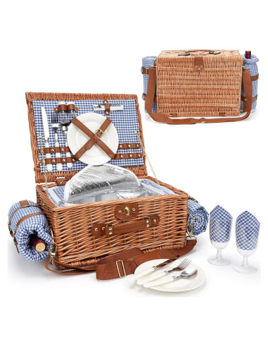 Cesta de Picnic WILLOW WEAVE con Manta Impermeable para 2